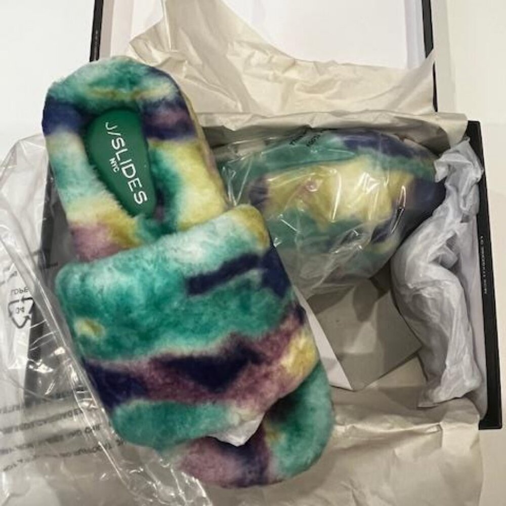 J/SLIDES PURPLE MULTI SHEARLING BRYCE WOMENS SIZE 7